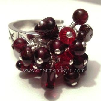 Garnet & Crystal Cluster Ring